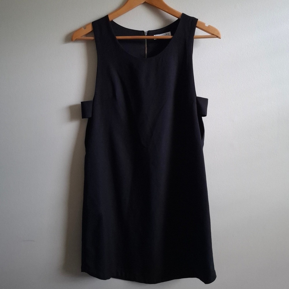 LOVERICHE Little Black Dress Mini Shift Peekaboo Retro Goth Witchy Timeless Sz S